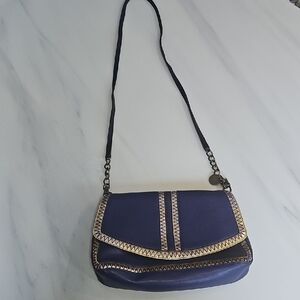 Jessica Simpson Blue and Gold Crossbody